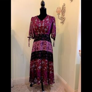 MIDI Dress Berry-multi color.Size 2 w/tags